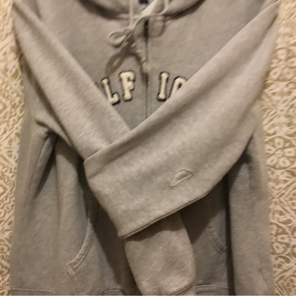 Tommy Hilfiger = Women’s SZ M-L; Full Zip Long Sleeve Gray Drawstring Hoodie - Picture 7 of 11
